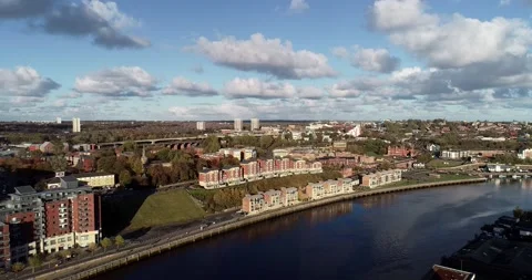 Gateshead Millenium Bridge aerial Newcastle Stock Footage 160194502
