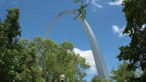 Gateway Arch Through Trees Stock Footage 5501377