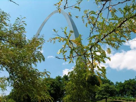Gateway Arch through the Trees in St. Louis, Missouri Stock Photos