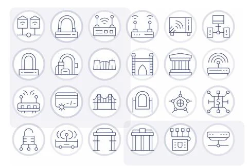 Gateway Complete Vector Package with 24 Retina Ready Thin Line Pixel Optimi.. Stock Illustration