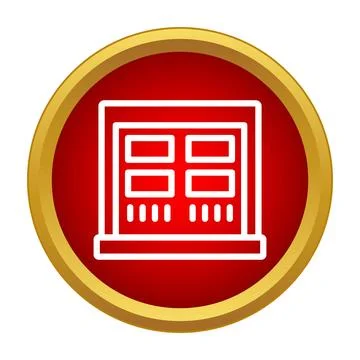 Gateway door icon inside red gold circle Stock Illustration