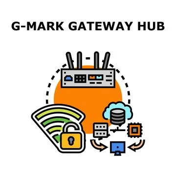 Gateway hub facilitating secure network data transfer Stock Illustration