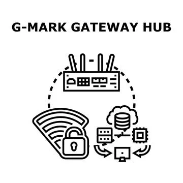 Gateway hub facilitating secure network data transfer Stock Illustration