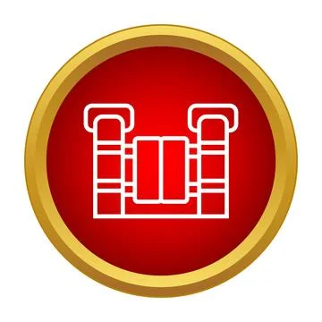 Gateway icon outline on a red circle with golden frame 스톡 일러스트