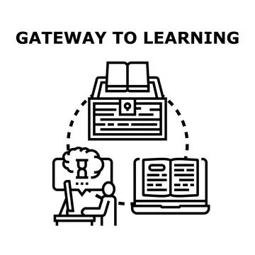Gateway to learning and knowledge development process Stock Illustration