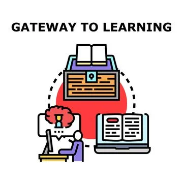 Gateway to learning and knowledge development process Stock Illustration