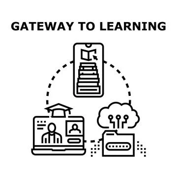 Gateway to learning online education ecosystem 스톡 일러스트