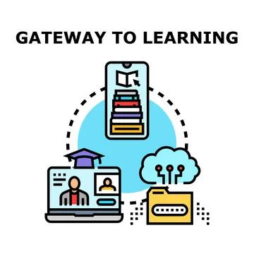 Gateway to learning online education ecosystem Stock Illustration
