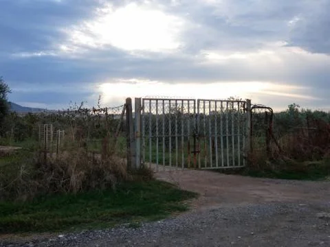 Gateway to an orchard Stock Photos