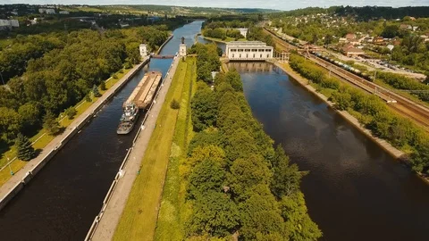 Gateway on the river. Sluice Gates. Stock Footage 101466731