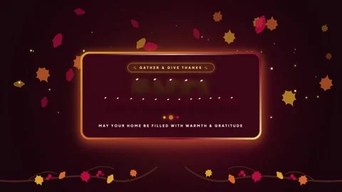 Gather and give thanks with warm and gratitude message on dark backgro Stock Footage 344634411