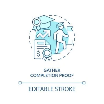 Gather completion proof turquoise concept icon Stock Illustration