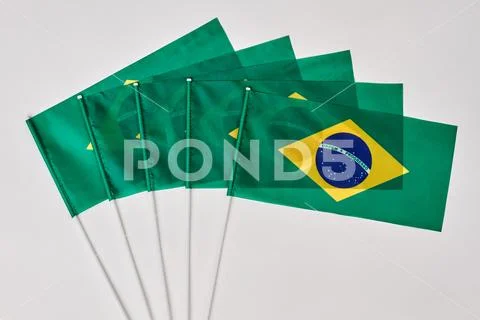 Gathering of Brazilian flags. Stock Photos