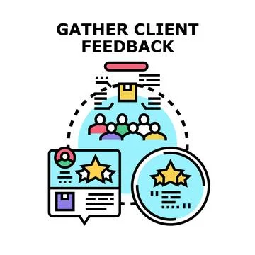 Gathering client feedback for product and service evaluation Stock Illustration