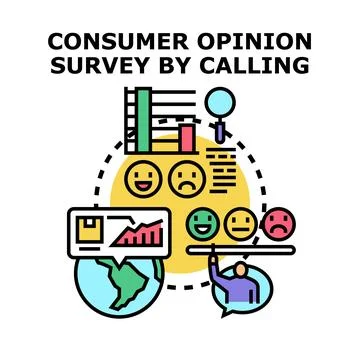 Gathering consumer opinion survey data through global feedback Stock Illustration