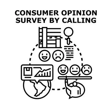 Gathering consumer opinion survey data through global feedback Stockillustratie