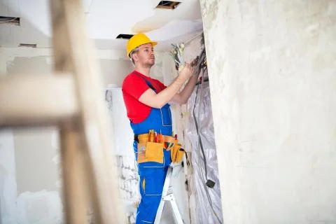 Gathering of current distribution cables Stock Photos