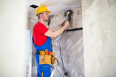 Gathering of current distribution cables Stock Photos