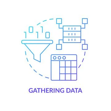 Gathering data blue gradient concept icon Stock Illustration