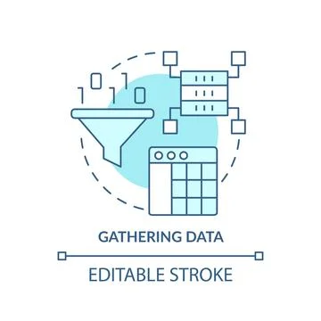 Gathering data turquoise concept icon Stock Illustration