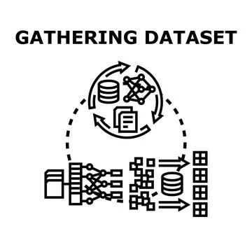 Gathering dataset process for machine learning and ai training Stock Illustration