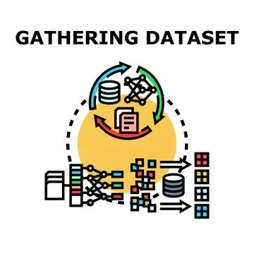 Gathering dataset process for machine learning and ai training Stock Illustration
