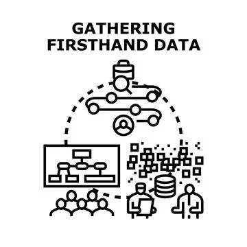 Gathering firsthand data for business analysis and research Stock Illustration