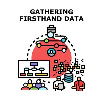 Gathering firsthand data for business analysis and research Stock Illustration