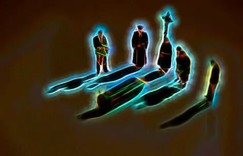 A Gathering At A Funeral Stock Illustration