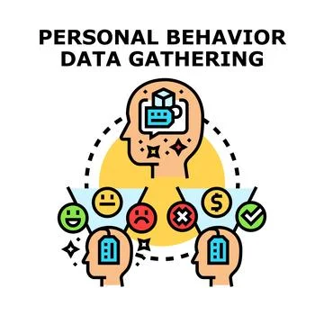 Gathering personal behavior data for marketing analysis Stock Illustration