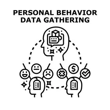 Gathering personal behavior data for marketing analysis Stock Illustration