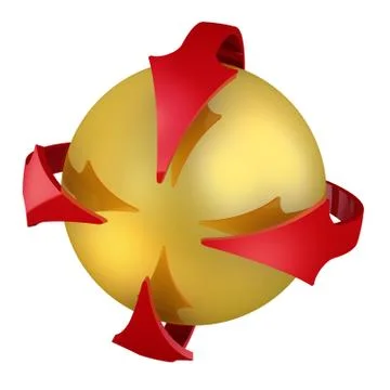 Gathering point. Sphere and arrows 스톡 일러스트