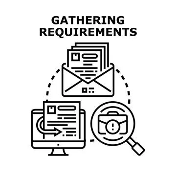 Gathering requirements process for project development and analysis イラスト素材