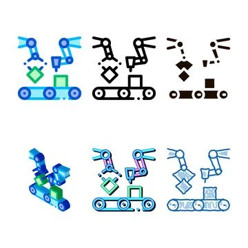 Gathering stylized conveyer artificial vector sign icon Stockillustratie
