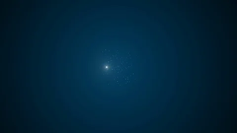 Gathering of tiny blue particles in space forming new life. Vídeo Stock 123090020