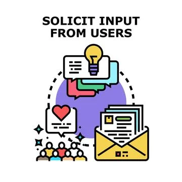 Gathering user feedback ideas for improvement and innovation Stock Illustration