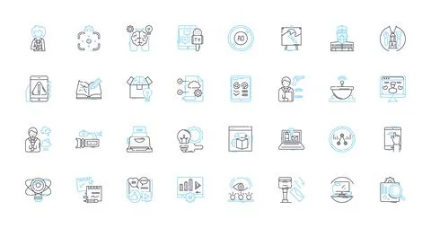 Gatherings and assemblies linear icons set. Conclave, Summit, Convention Stock Illustration
