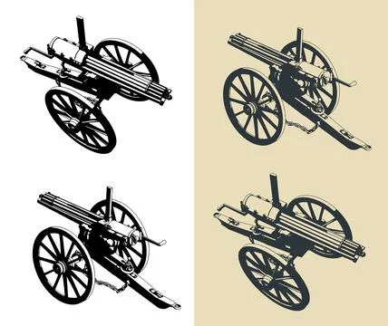 Gatling gun Stock Illustration