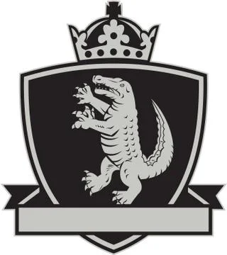 Gator Standing Side Coat of Arms Crest Retro Stock Illustration