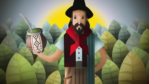 Gaucho drinking yerba mate in the argentine countryside Stock Footage 342363882