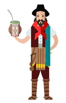 Gaucho drinking yerba mate Stock Illustration
