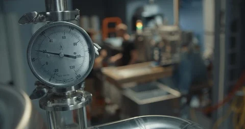 Gauge In Brewery 스톡 동영상 105338096