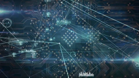 Gauge fading in triggers interface showing radiating lines connecting glowing Stock Footage 312416576