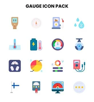 Gauge Flat Design Icons Pack Stock Illustration