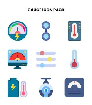Gauge Flat Icons Pack Stock Illustration