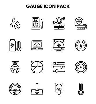 Gauge Line Icons Pack Stock Illustration