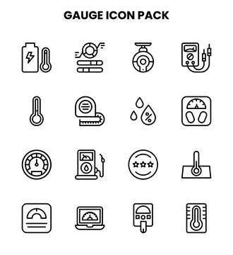 Gauge Line Scalable Icons Pack Stock Illustration