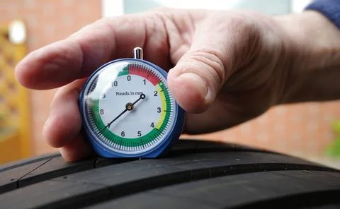 Gauge for measuring the tread depth Stock Photos