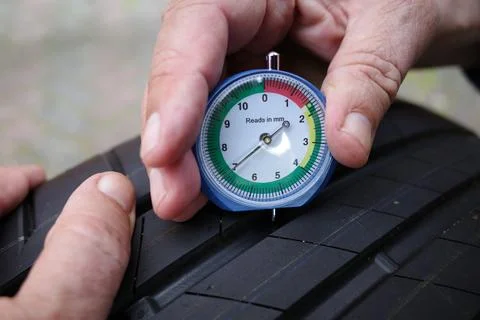 Gauge for measuring the tread depth Stock Photos