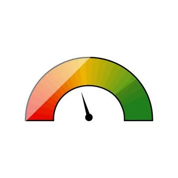 Gauge meter indicating average performance level score Illustration